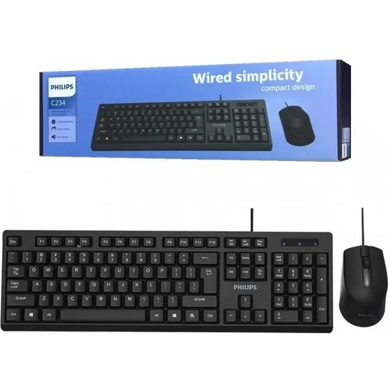 Kit Teclado Mouse Philips C234 Optico Alambrico Pc Laptop