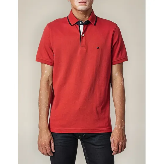 Polo Tommy Hilfiger Xs Lux De Ajuste Personalizado - Rojo