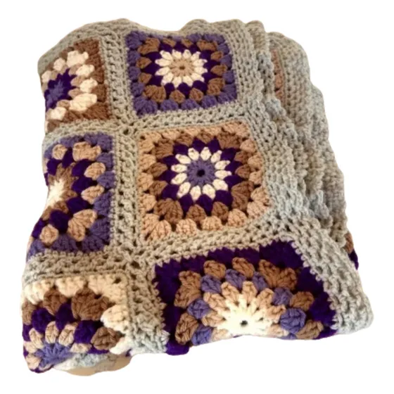 Manta Al Crochet Con Grannies Girasoles