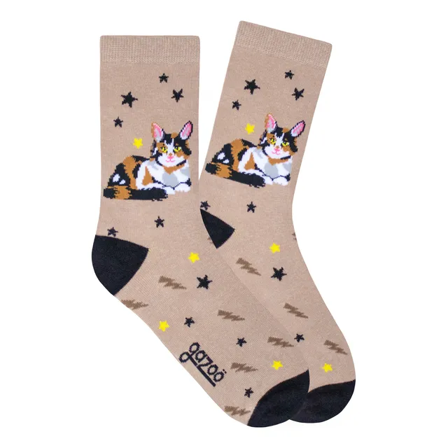 Calcetín Gazoö Gato Calico Adulto Unisex Algodón