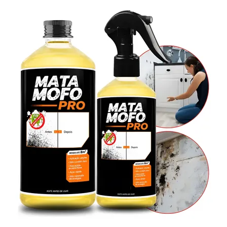 Mata Mofo Parede Não Volta Anti Mofo Teto Piso 1l + Spray
