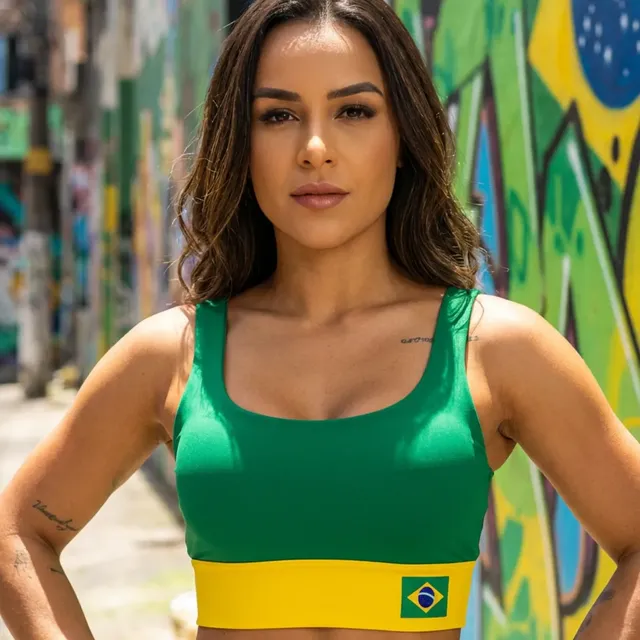 Top Brasil Feminino Roupa Fitness Casual Moda Copa Do Mundo Verde E Amarelo M (42)