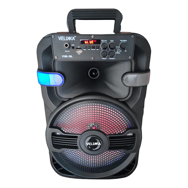 Bocina Bafle Amplificado 10 Velikka Fm Bt Usb Recargable /e Color Negro