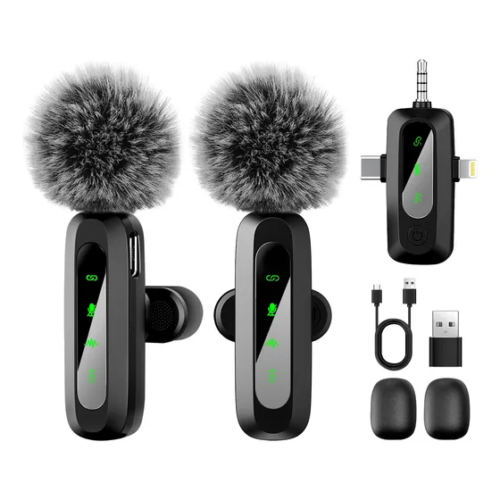 Micrófono Inalámbrico Lavalier 3 En 1 Ios Android Cámara Usb