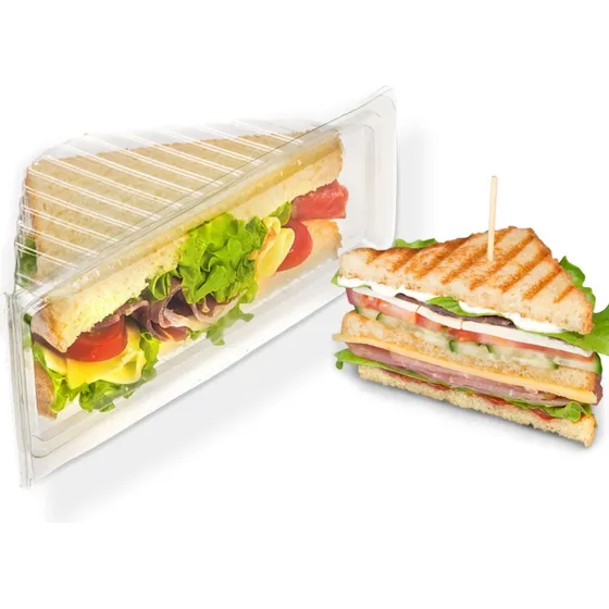 Estuche Plastico Descartable Para Sandwich Con Tapa X 375un.