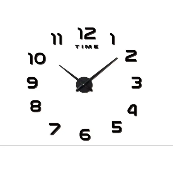 Gran Reloj De Pared 3d Creatividad Digital Negra Bricolaje