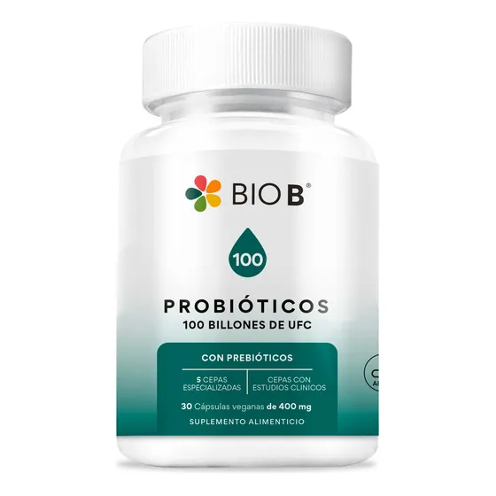 Bio B Probióticos Con 100 Billones Ufc + Prebióticos Sabor Sin Sabor