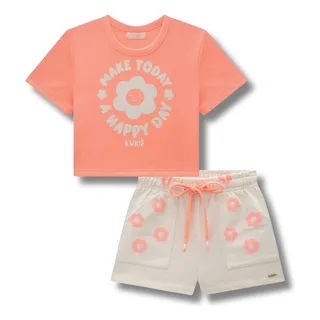 Conjunto Infantil Menina Kukie Blusa E Short Moletom Linho Conjunto Infantil Menina Kukie Blusa E Short Moletom Linho