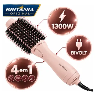 Escova Secadora Britânia Bec07r Soft 4 Em 1 1300w Bivolt Rosa