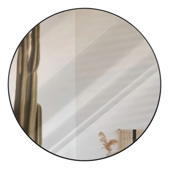 Espejo Redondo De 80cm Con Marco De Aluminio Marca Gravita Color del marco Negro EMILY80
