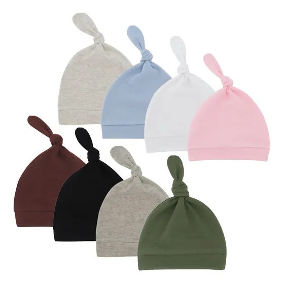 8 Gorros Anudados Con Cola Para Niños Y Niñas De 0-6 Meses