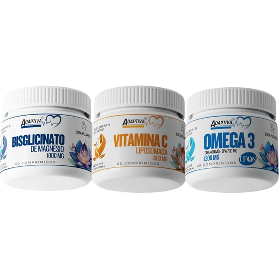 Kit Salud Total. Mg + Omega 3 + Vit C. Por 180 Comp Adaptiva