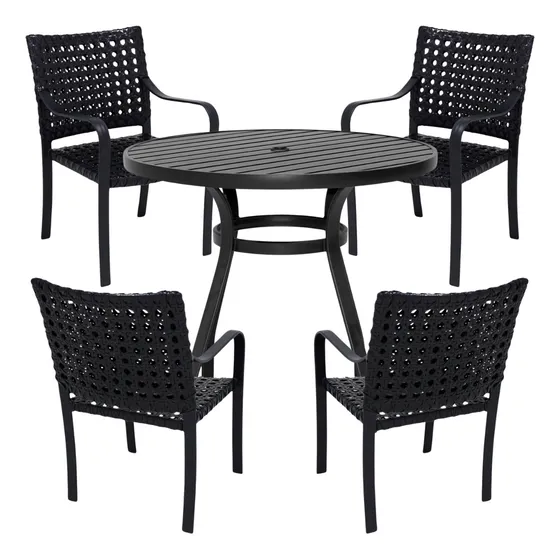Mesa De 0,90cm + 4 Cadeiras Fibra Sintético Frete Grátis Rj