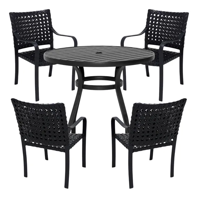 Mesa De 0,90cm + 4 Cadeiras Fibra Sintético Frete Grátis Rj