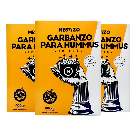 Garbanzo Sin Piel Para Hummus Mestizo Libre Gluten 400g X3
