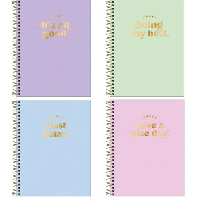 Caderno Espiral Capa Plåstica Colegial 10 Matérias Happy 4un Caderno Espiral Capa Plåstica Colegial 10 Matérias Happy 4un