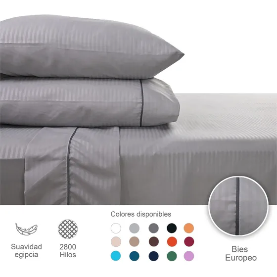 Sábanas Matrimoniales 2800 Hilos Extra Premium Stripes Color Perla Diseño De La Tela Rayado