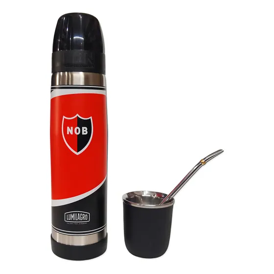 Termo Acero Fútbol Luminox Lumilagro + Mate Y Bombilla Color Newells Old Boys