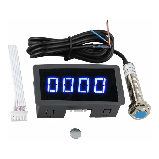 4 Digital Rojo Azul Led Tacometro Rpm Medidor Velocidad