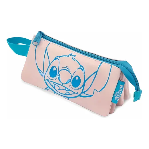 Cartuchera cuadruple Mooving Stitch color rosa claro