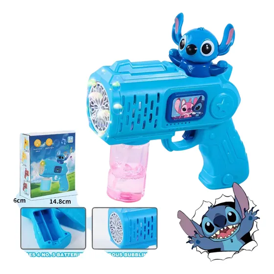 Pistola Lanza Burbujas 12 Huecos Stich Bazooka Maquina