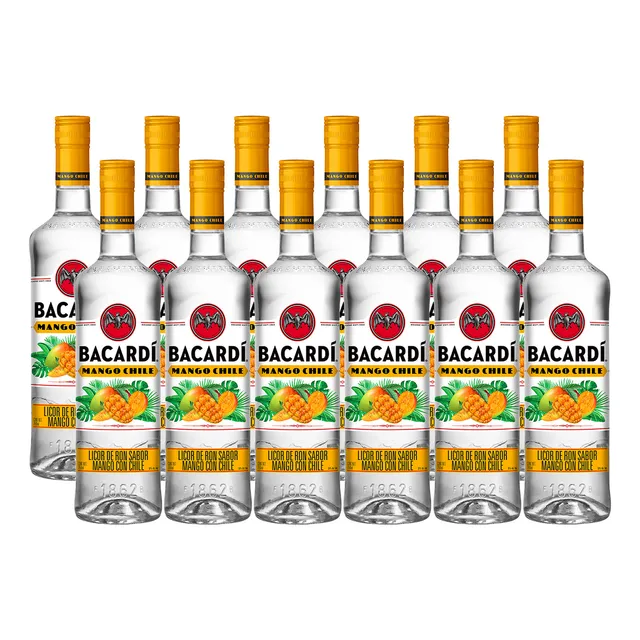 Pack De 12 Licor De Ron Bacardi Mango Chile 750 Ml
