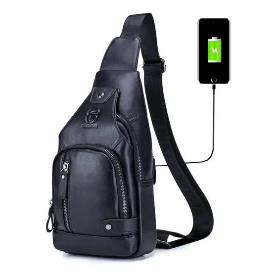 Pechera Mochila Morral Hombre Cuero Genuino Bullcaptain