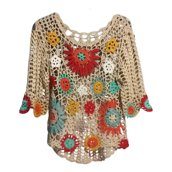 Buzo Sweater Crochet Talla M Crudo Mamba