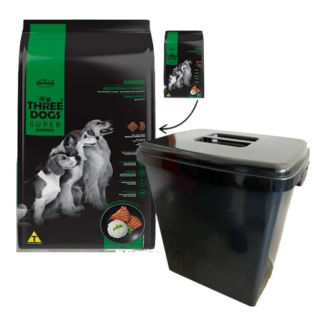 Three Dogs Super Premium Adulto 15+2kg +contenedor  Racionya