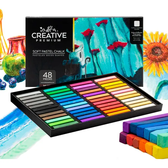 Set 48 Gises Pastel Secos Suaves Profesional Indra Premium