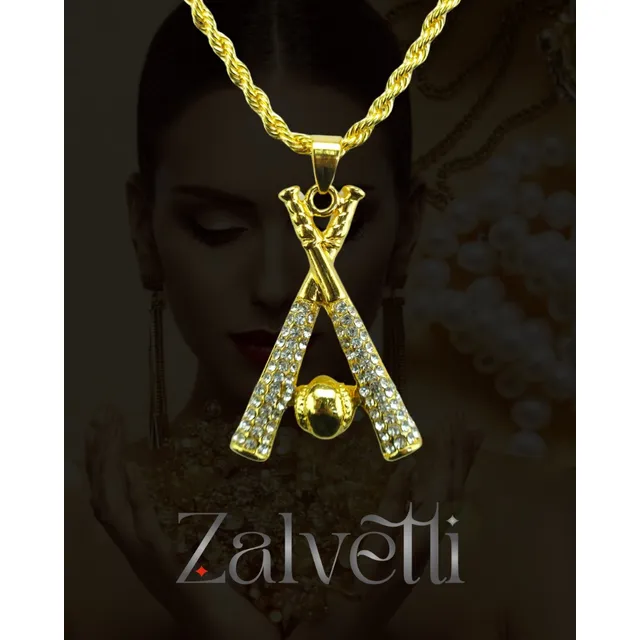Collar Dorado De Béisbol Incrustaciones Brillantes Zalvetti