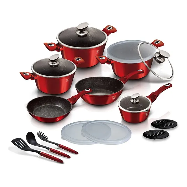 Juego De Olla De Cocina De 18 Piezas Berlinger Haus Rojo