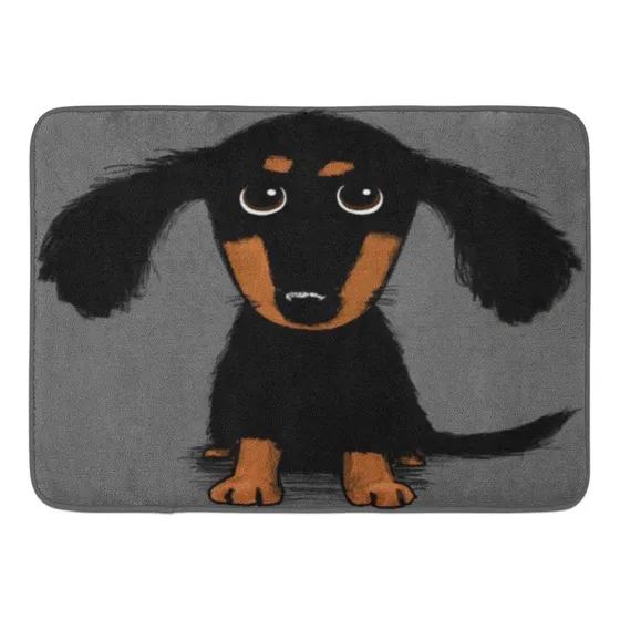 Tapete Baño Para Perro Salchicha Pelo Largo Divertido Lindo