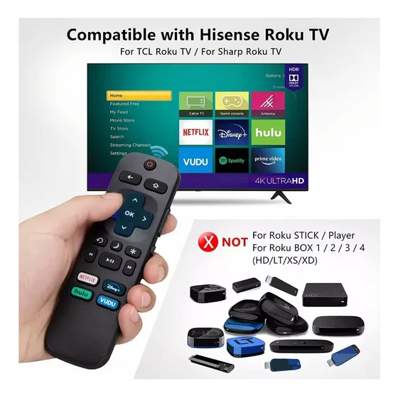 Control Remoto Roku Tv Tcl Onn Jvc Rca Hisense + Baterias