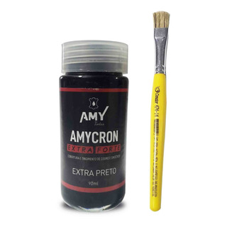 Tinta Para Couro Extra Preto Amycrom+ Pincel De Pintura Pró Tinta Para Couro Extra Preto Amycrom+ Pincel De Pintura Pró