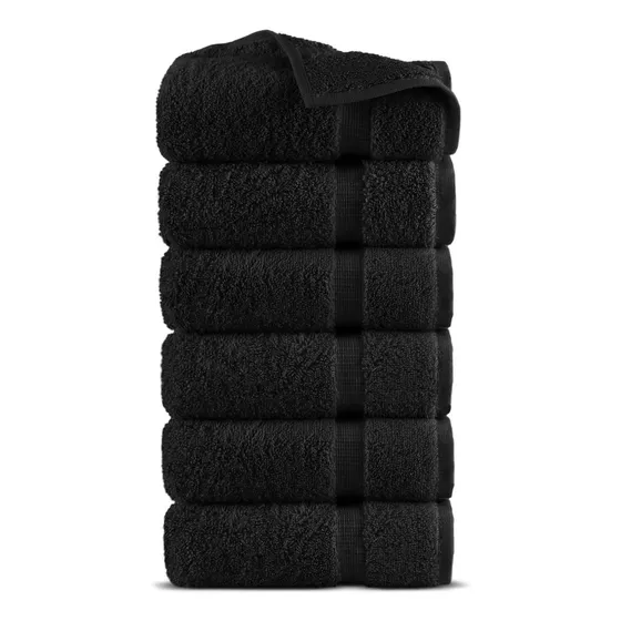Indulge Linen Toalla 100% Algodon Turco (negro Juego 6)