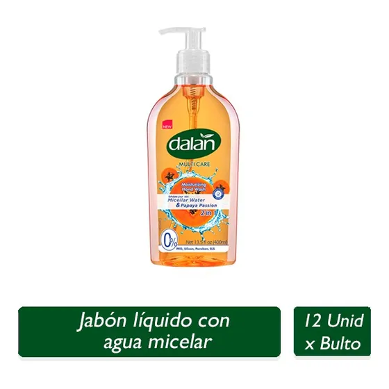 Jabón Líquido Dalan Micelar Pasión De Papaya 12 Unid, 400 Ml