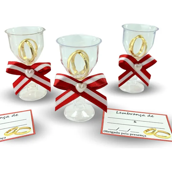 Lembrancinha Casamento Tacinha Com Aliancinhas - Kit Com 30