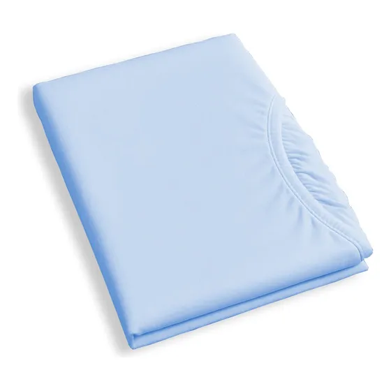 Lençol De Cama Solteiro 400 Fios Percal Premium Com Elástico Cor Azul-claro Desenho Do Tecido Liso