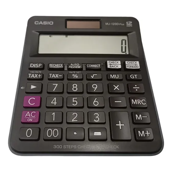 Calculadora Casio Mj 120d Plus Bk 12 Digitos Solar Y Bateria