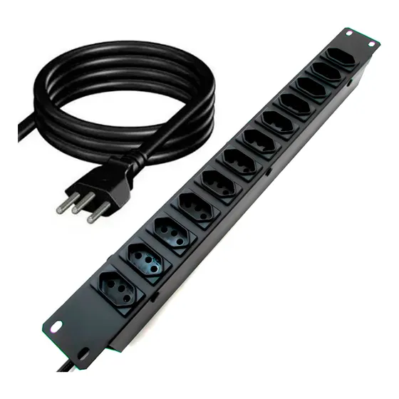 Régua Para Rack 19 Pol 12 Tomadas 20a E 10a Com Cabo 3 Metro
