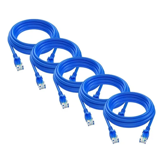 Kit 5 Cabos De Rede Cat6 Patch Cord 1.5m Original Furukawa