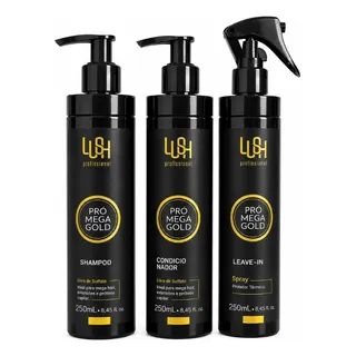 Kit Gold Prótese Capilar Shampoo Condicionador E Leave-in