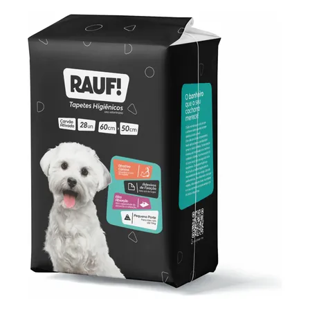 Tapete Higiênico Rauf Carvão P/ Cães E Gatos 50x60cm - 28 Un Carvão Ativado
