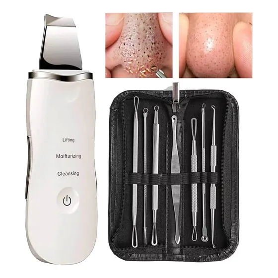 Limpieza Facial Peeling Ultrasonico 3en1 + Set 7 Comedones