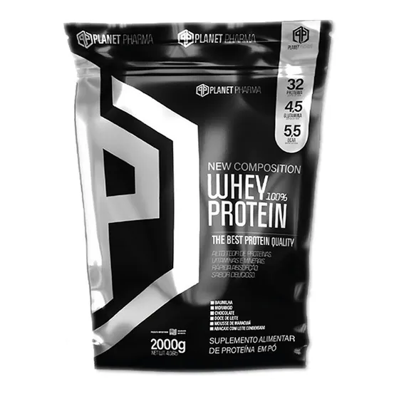 100% Whey Protein 2kg 32g Proteína / Dose - Planet Pharma Sabor Chocolate