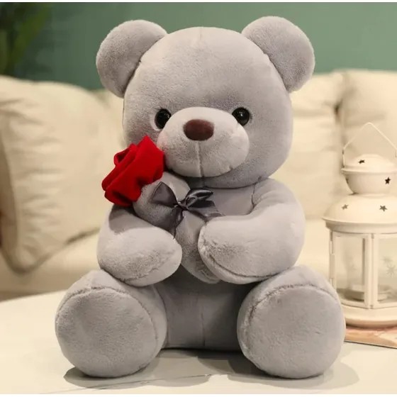 Peluche Oso Con Flor Kawaii Grande