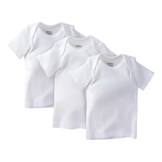 Pack X3 Remeras Manga Corta Algodón Blancas Gerber Bebes