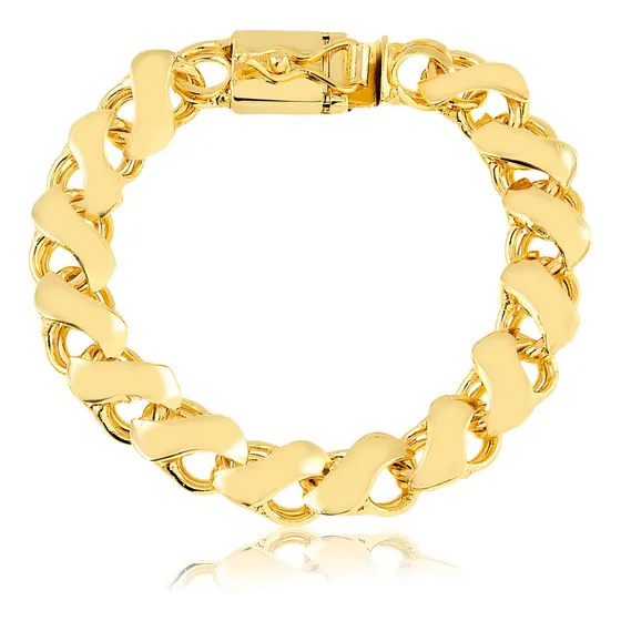 Pulseira Grossa Friso S 13mm Feita Em 100% Moeda Antiga Comprimento 21 Cor Dourado Diâmetro 13