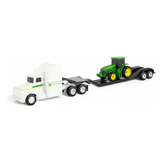 John Deere Camión Blanco Con Plataforma Y Tractor, Original John Deere Camión Blanco Con Plataforma Y Tractor, Original